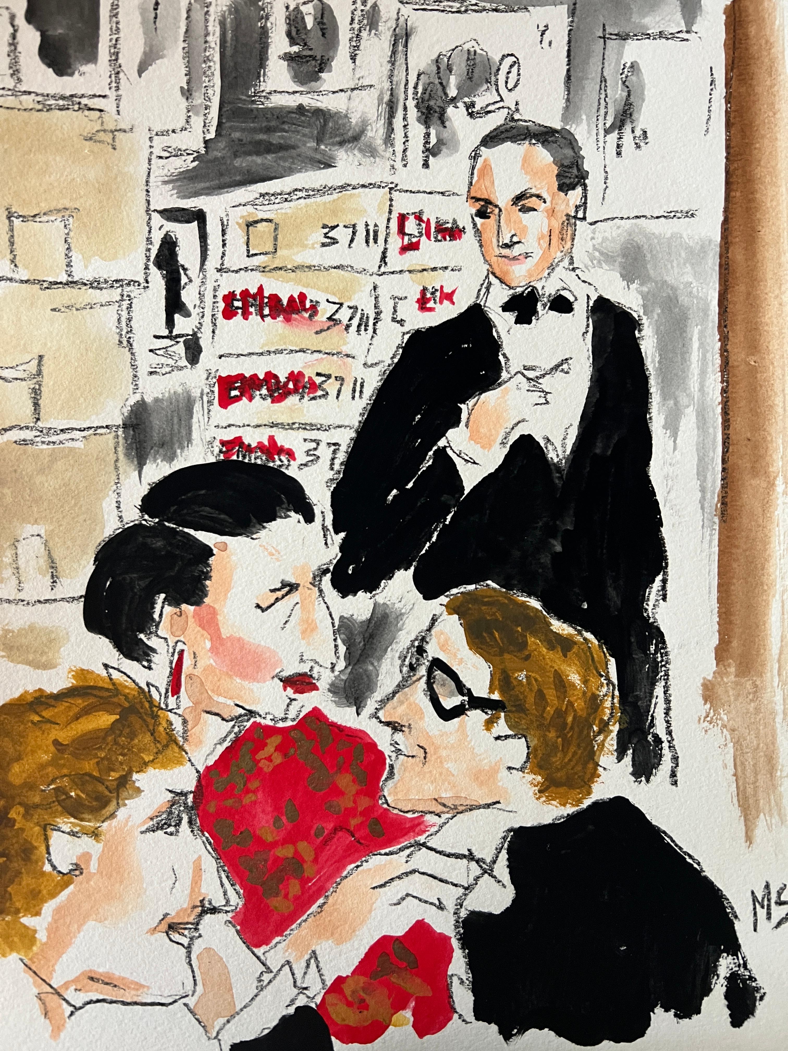 Interior Painting de Manuel Santelices - Diana Vreeland y Saint Laurent en la Fiesta del Opio