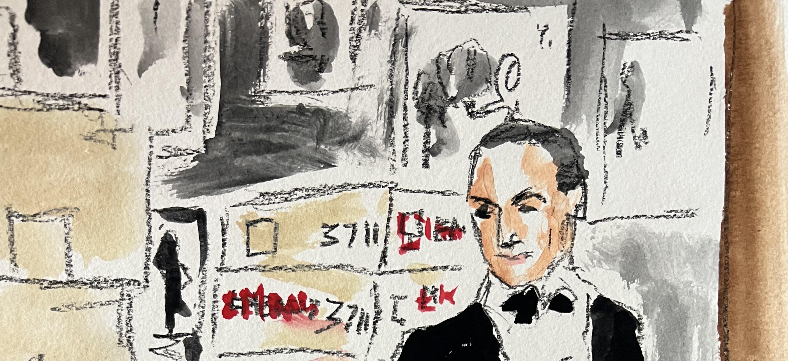 Diana Vreeland y Saint Laurent en la Fiesta del Opio - Painting de Manuel Santelices