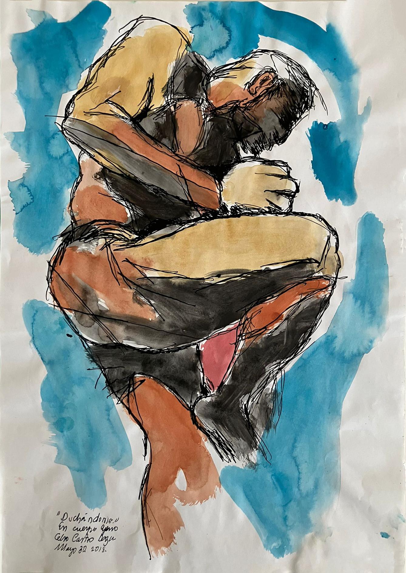 Set of 9 Watercolors & Ink on archival paper. From the Duchándome Nude, Series. For Sale 6