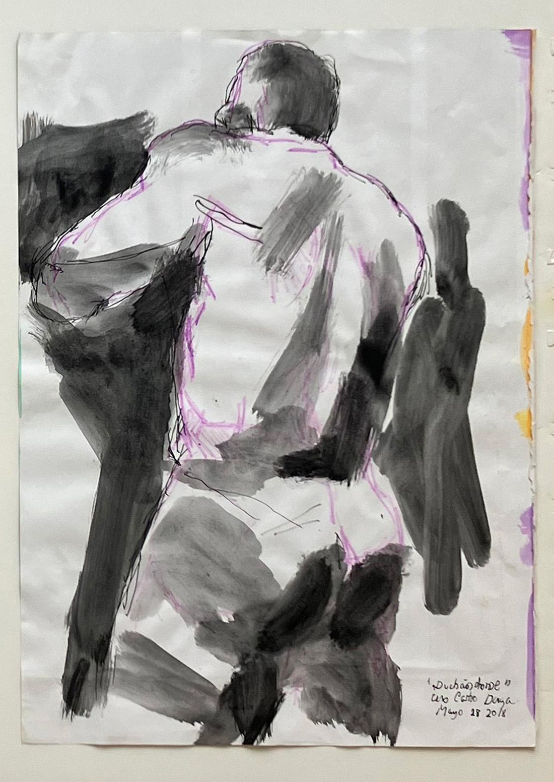 Set of 9 Watercolors & Ink on archival paper. From the Duchándome Nude, Series. For Sale 7