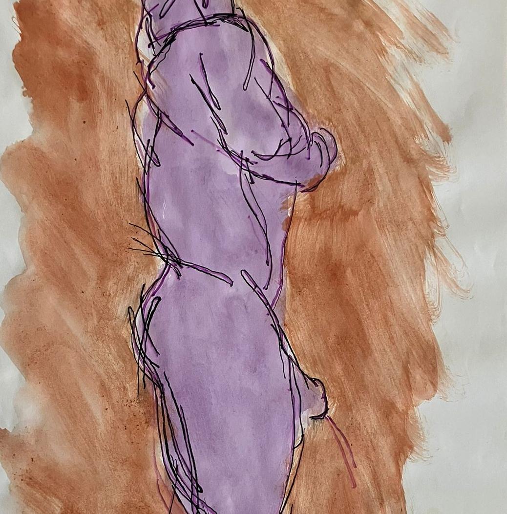 Set of 3 Watercolors & Ink on archival paper. From the Duchándome Nude, Series For Sale 1