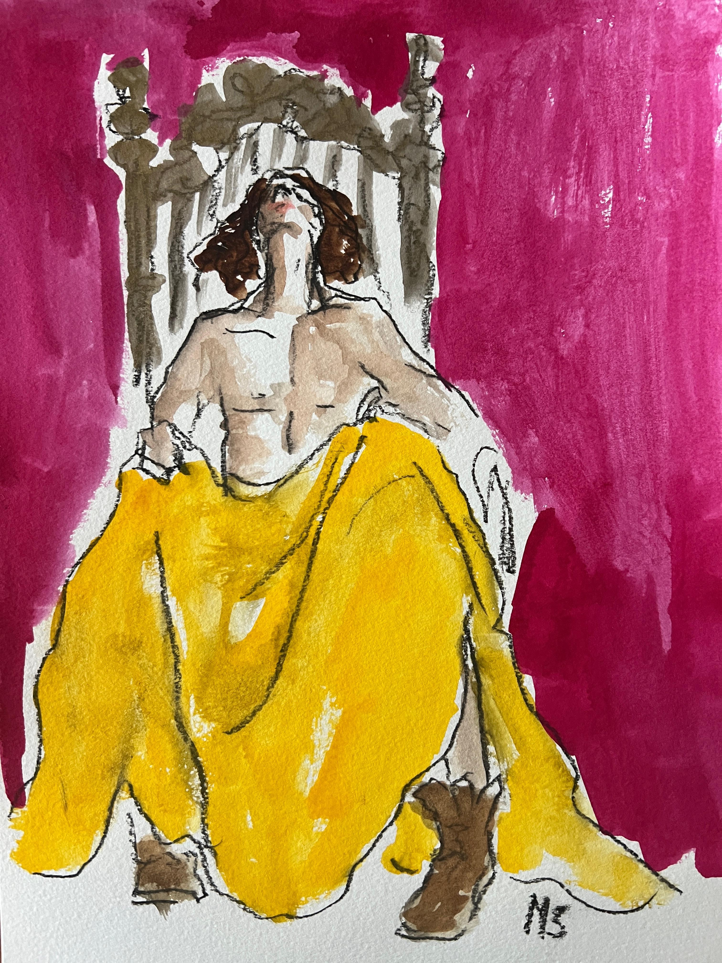 Manuel Santelices Figurative Painting - Man in Vivienne Westwood. From the Fashion series