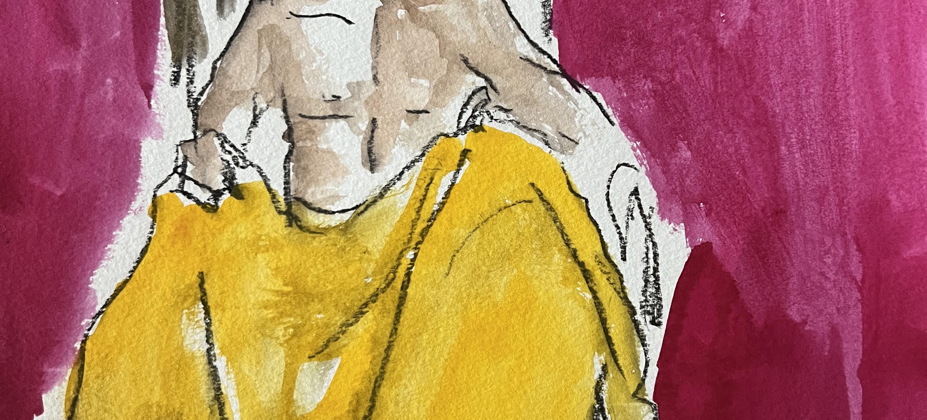 Man in Vivienne Westwood. From the Fashion series - Contemporary Painting by Manuel Santelices