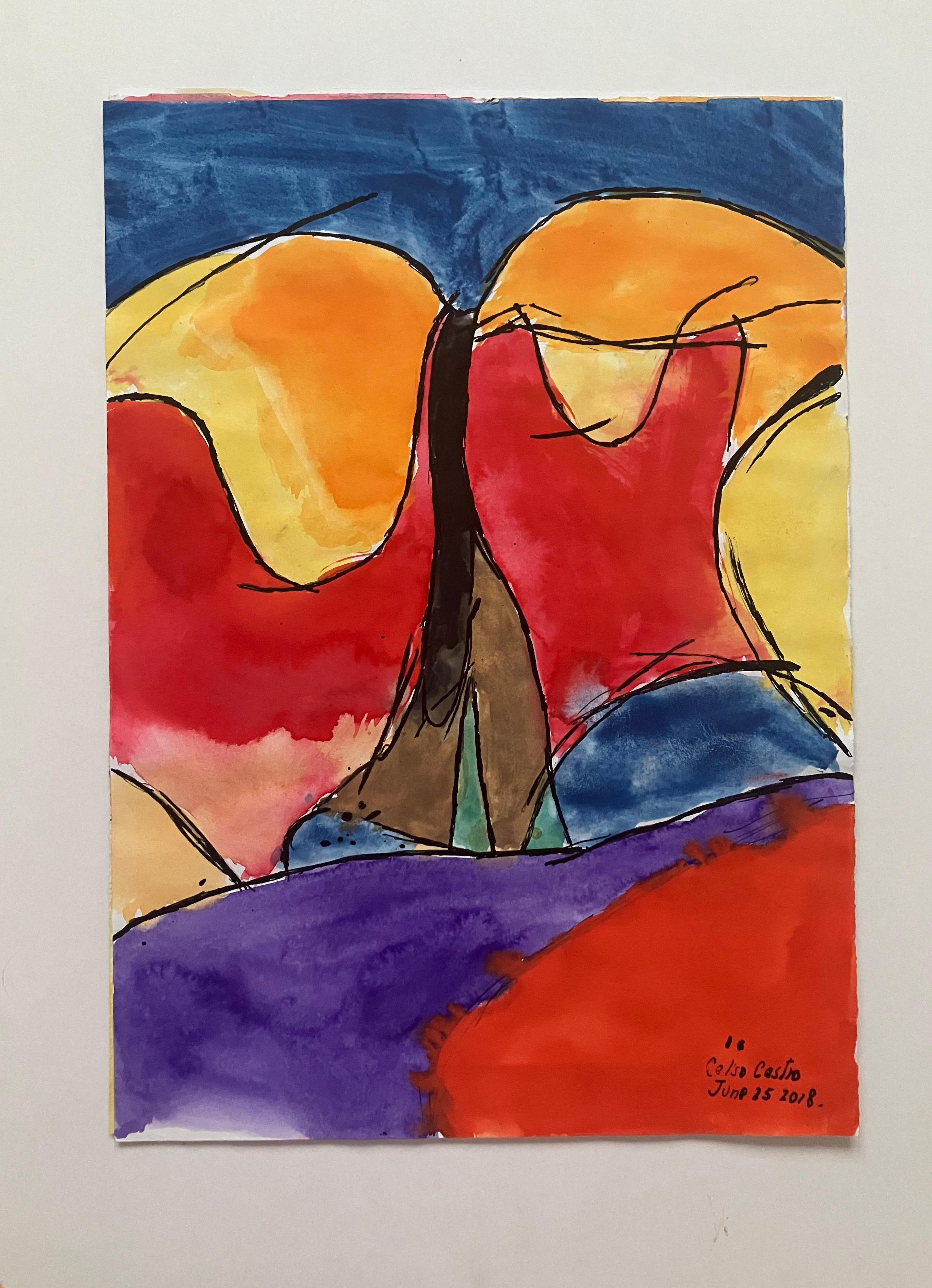 Bodyscape, June 24th and 25th Diptych. Watercolor and ink on archival paper - Art Contemporaneo di Celso José Castro Daza