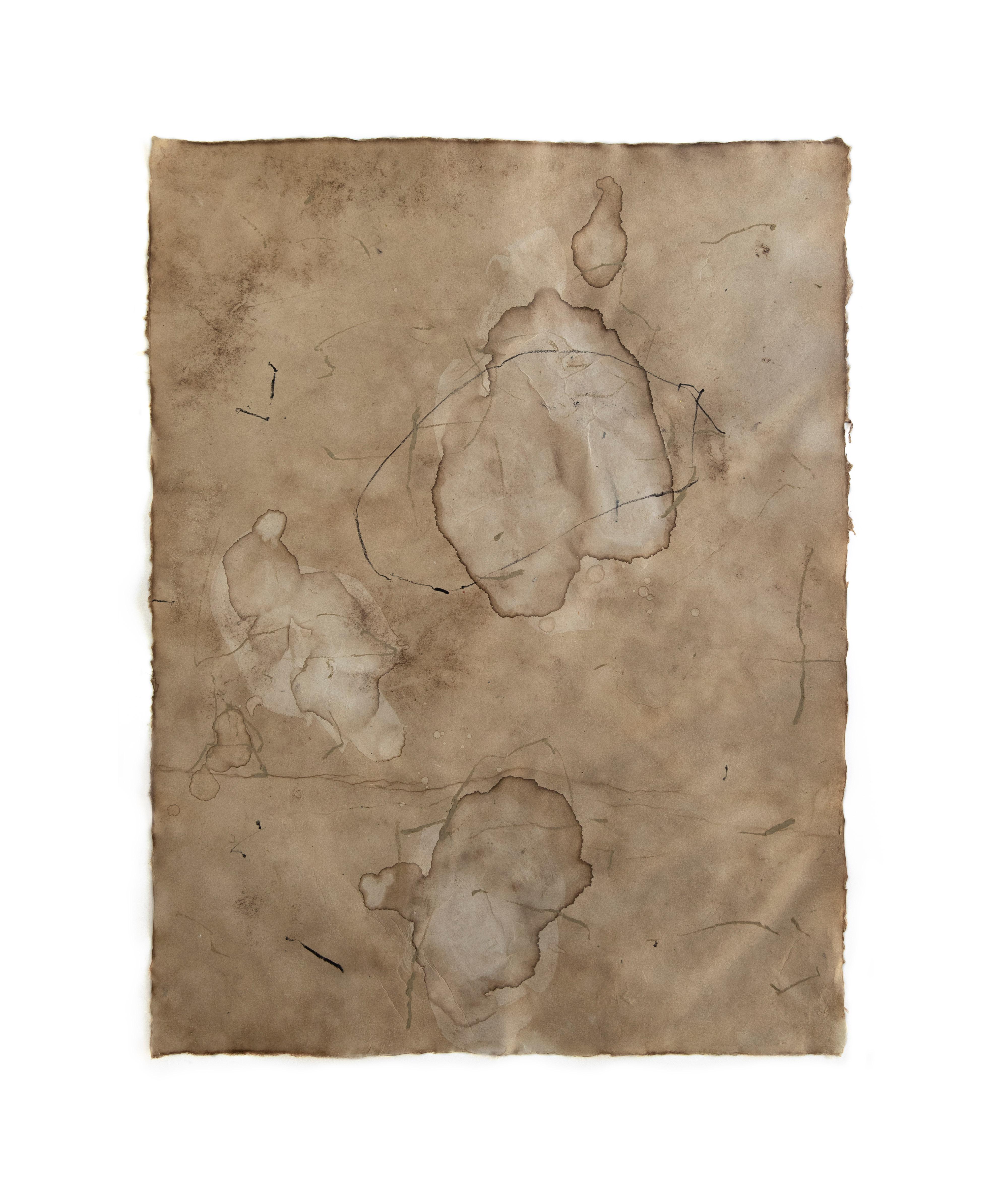 The unity of opposites. Abstract mixed media painting  on Awagami  paper