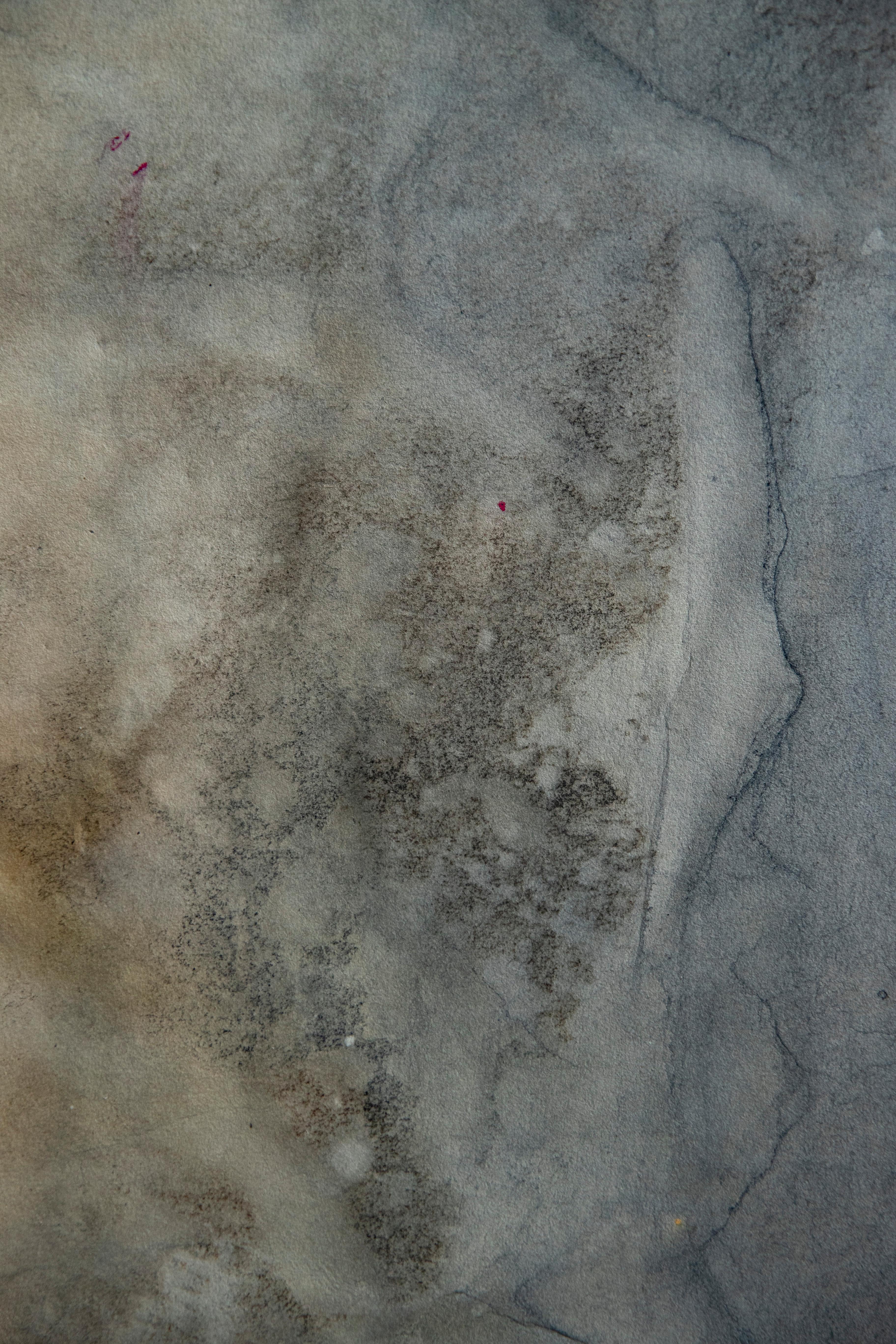 Sehnsucht. Abstraktes Gemälde in Mischtechnik  zu Awagami  Papier (Grau), Abstract Drawing, von On Hansen