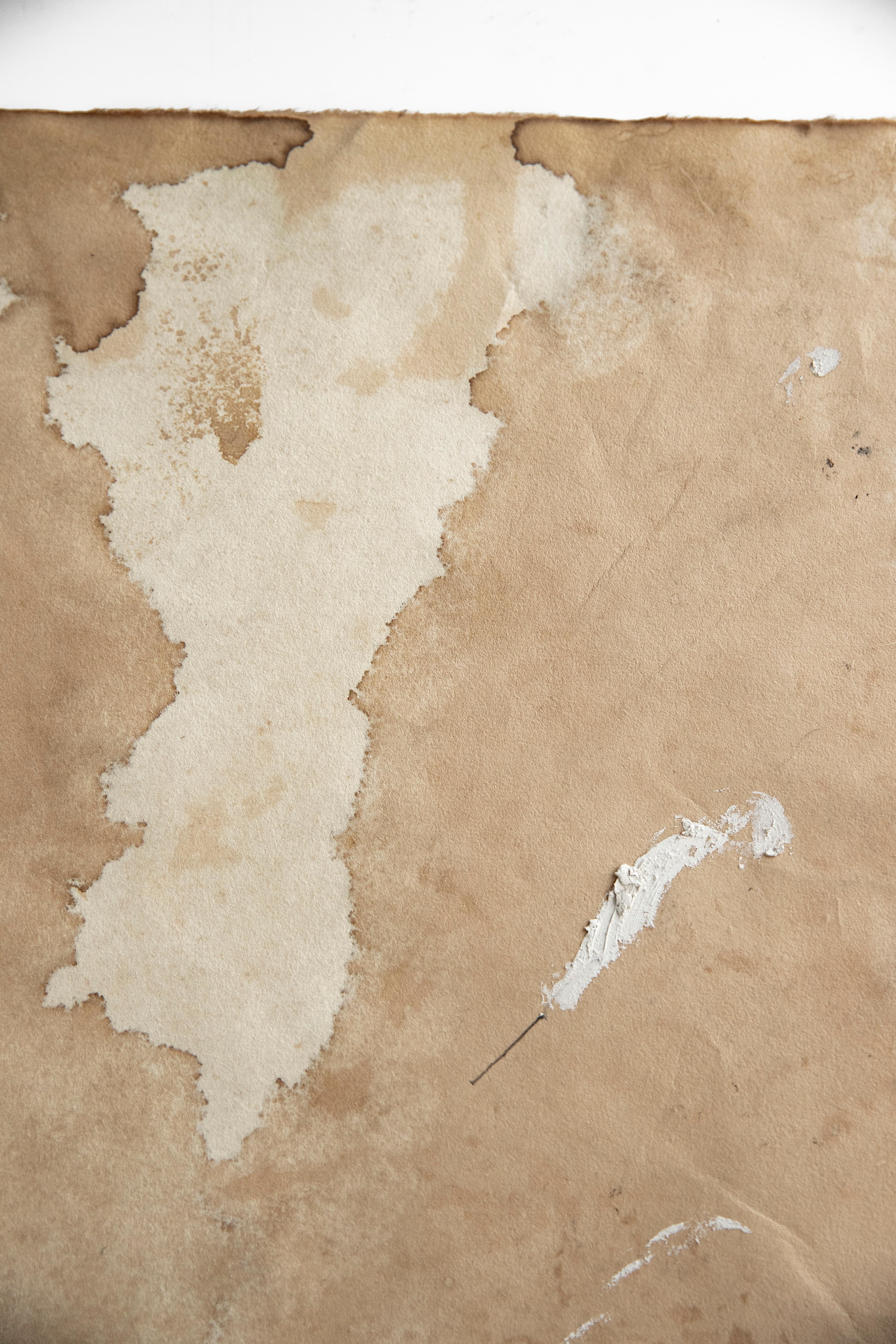 Repetition in Succession to infinity. Abstract mixed media painting - Beige Abstract Painting by On Hansen