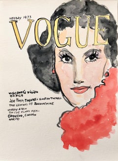 Vogue #2, Watercolor fashion drawing on archive paper.