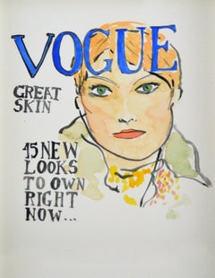 Vogue #4, Watercolor fashion drawing on archive paper.