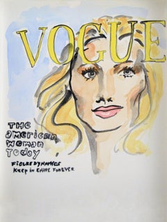 Vogue Paris, Watercolor fashion drawing on archive paper.