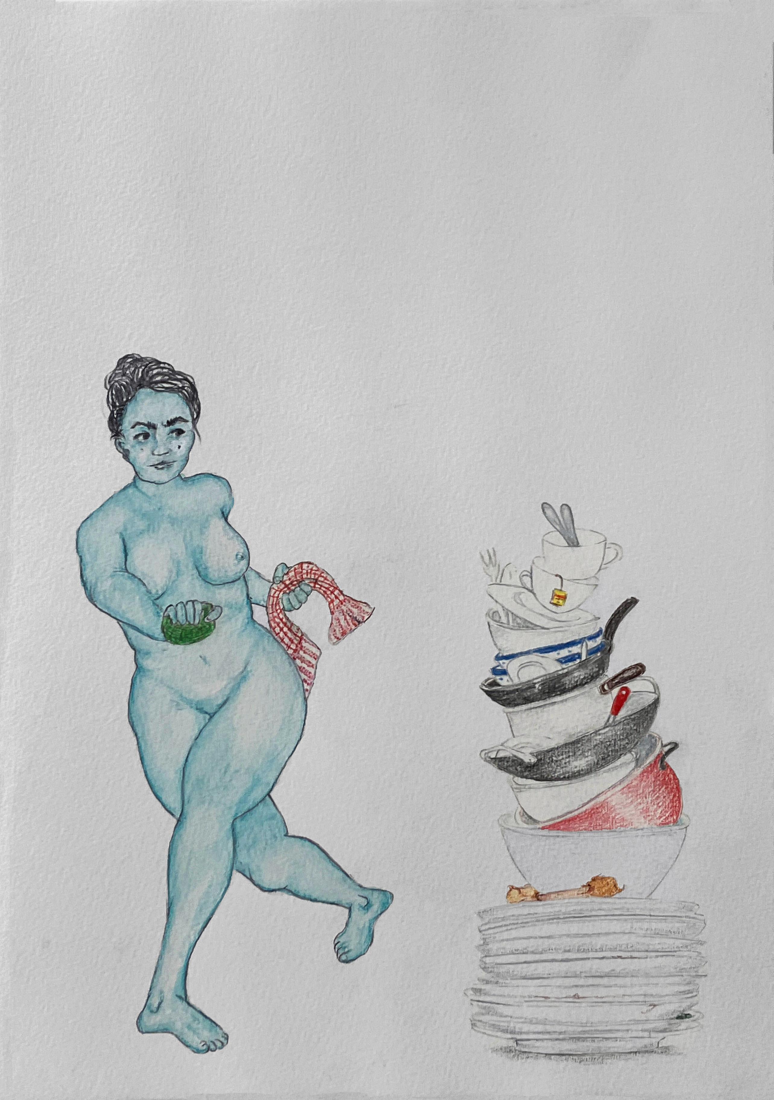 Dittico I Serie Battaglia. Acquerello su carta della serie Battle. - Art di Megha Joshi