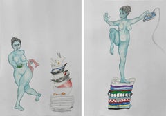 Diptych II Battle Series. Watercolour on paper from the Battle Series.