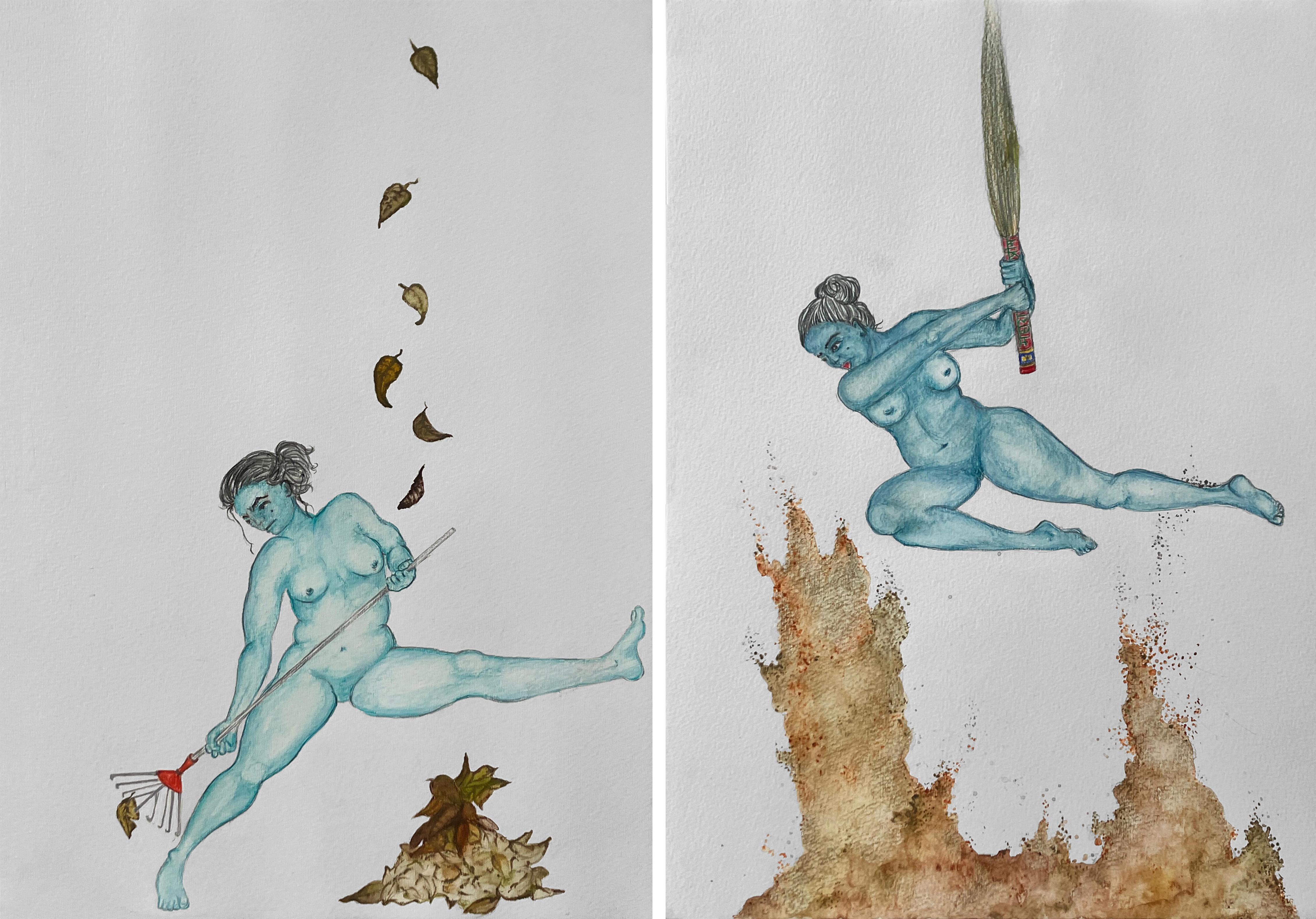 Diptych III Battle Series. Watercolour on paper from the Battle Series.