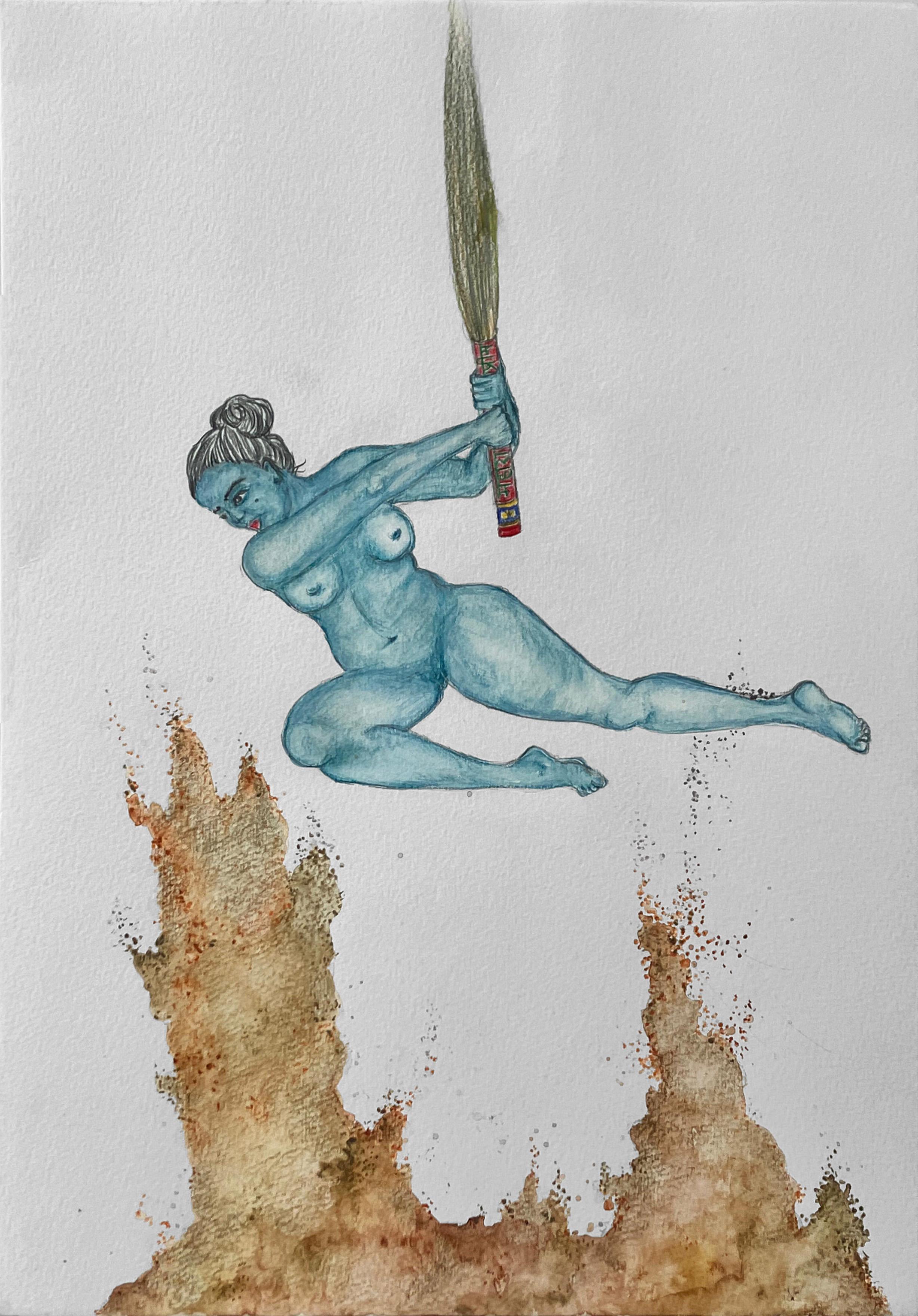 Diptyque III Série Bataille. Aquarelle sur papier de la série Battle. - Abstrait Art par Megha Joshi