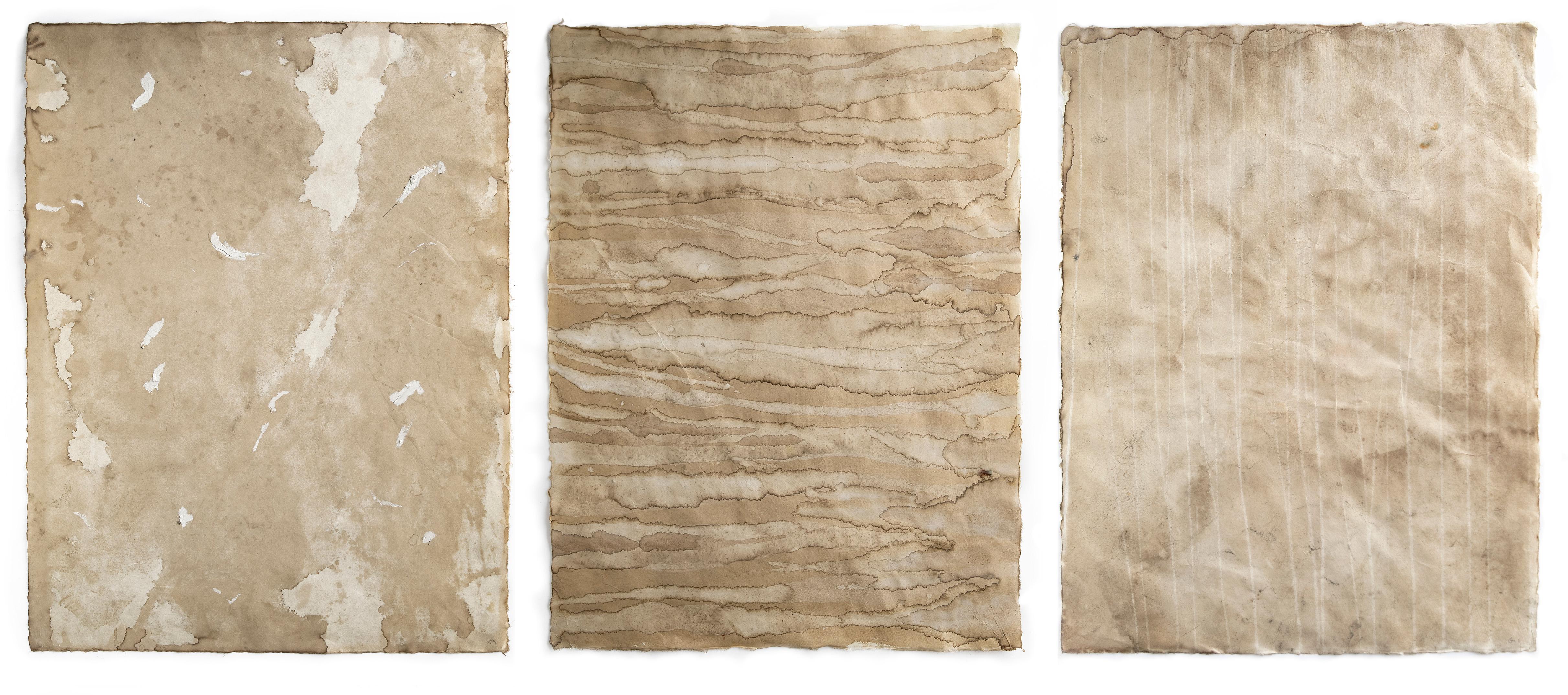 Peinture abstraite en triptyque, minimaliste, 2010, non encadrée