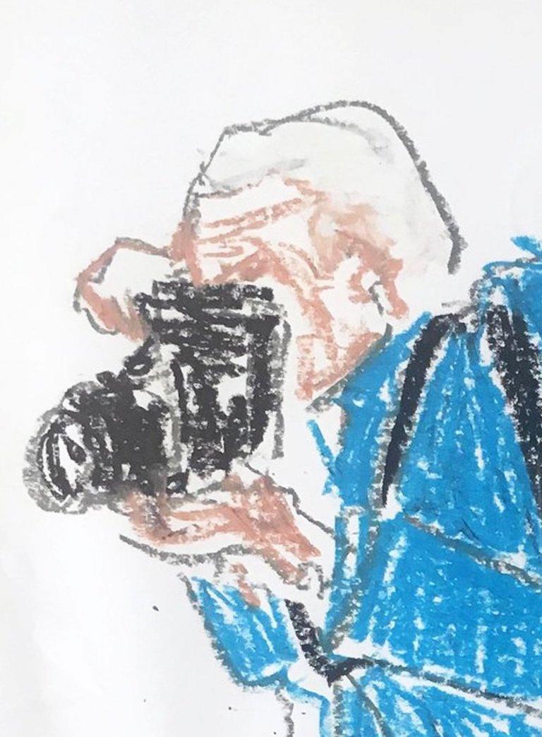 Photographer Bill Cunningham by Manuel Santelices
24 in. x 18 in.
One a kind pastel painting on archival paper
---------------------------------------------------------
The worlds of fashion, society and pop culture are explored through the