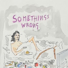 La artista Tracey Emin trabajando. Acuarela sobre papel.