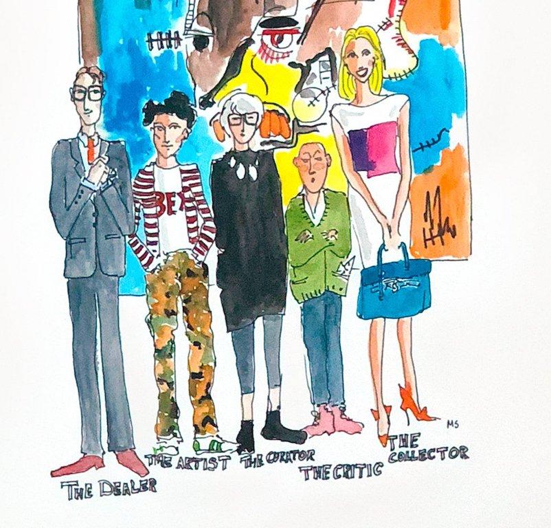 The Art Crowd at ABMB - One of a kind watercolor, Framed 1