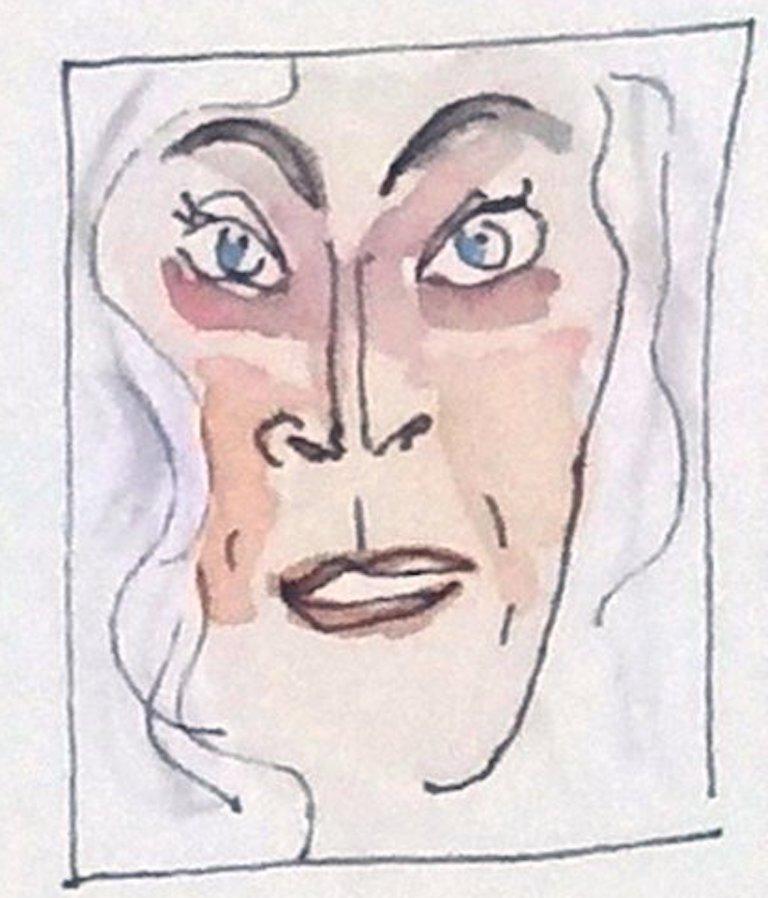 Die Künstlerin Cindy Sherman entdeckt Instagram – Aquarell auf Papier im Angebot 1