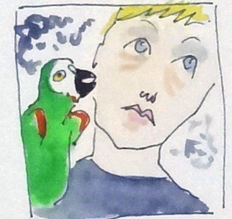 Die Künstlerin Cindy Sherman entdeckt Instagram – Aquarell auf Papier – Art von Manuel Santelices
