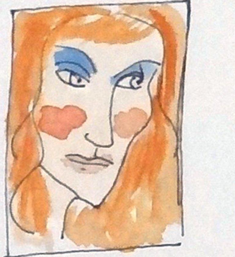 Die Künstlerin Cindy Sherman entdeckt Instagram – Aquarell auf Papier im Angebot 4
