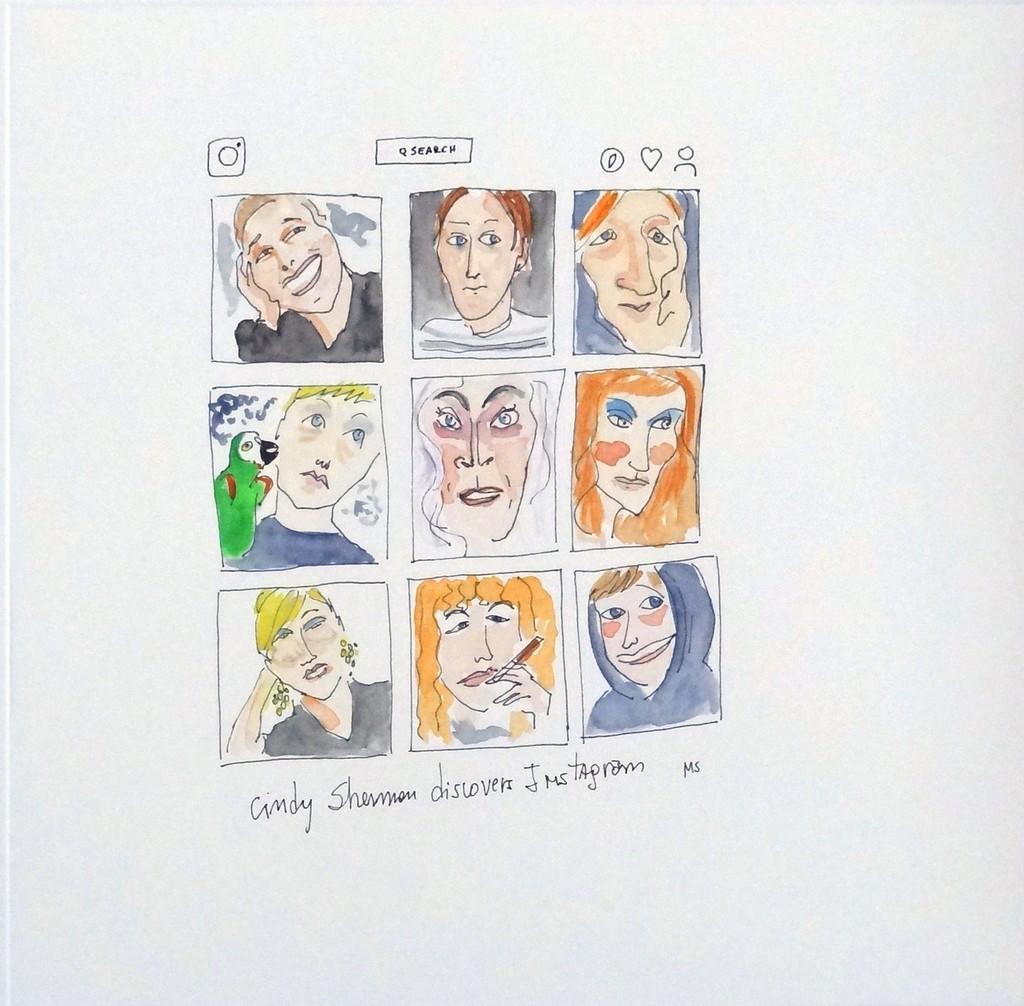 Artist Cindy Sherman discovers Instagram - Watercolor on paper