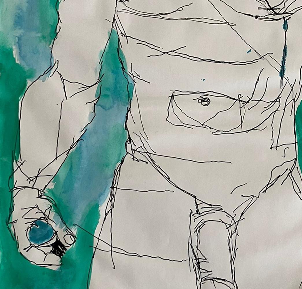 Duchándome und Duchándome, En Cuerpo Ajeno, Aquarelliertes Diptychon, 2018 im Angebot 1