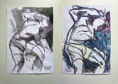 "Lucha" and "Boys, Boys, Pride", Watercolor Diptych, 2018