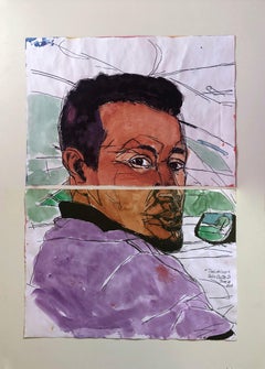 "Taxi Driver, June 14" Watercolor Diptych, 2018