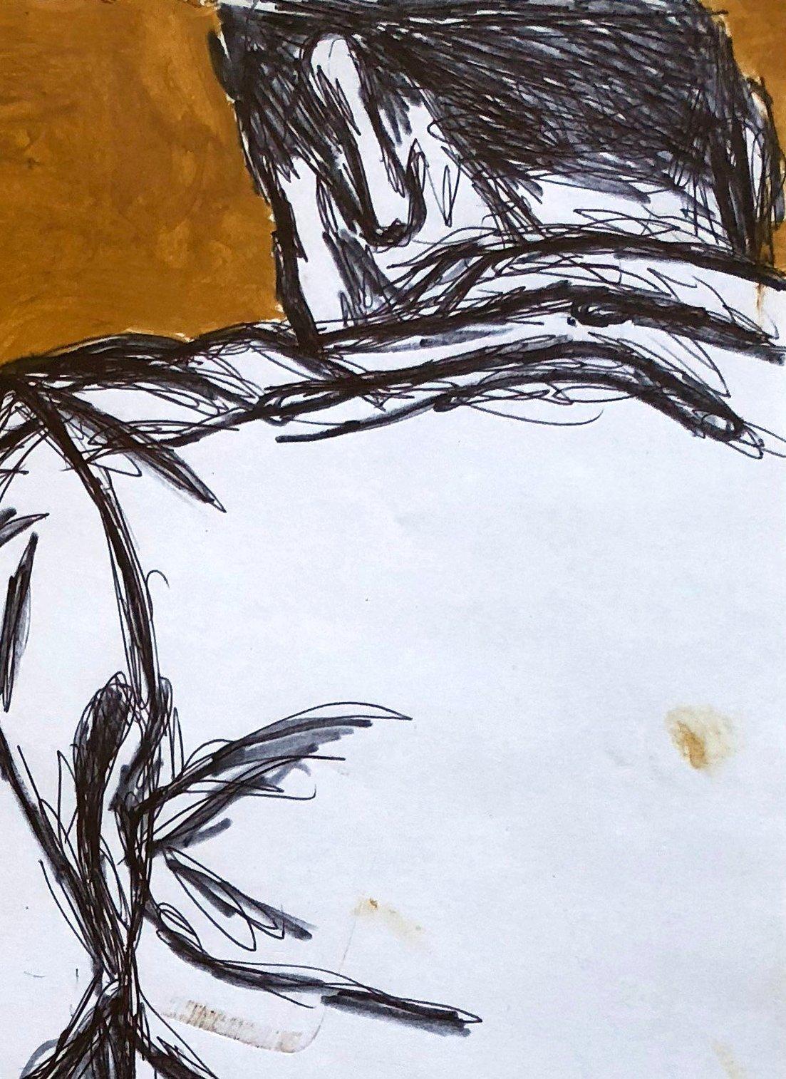 Pedro. Figurative Watercolor and ink on archival paper - Art by Celso José Castro Daza