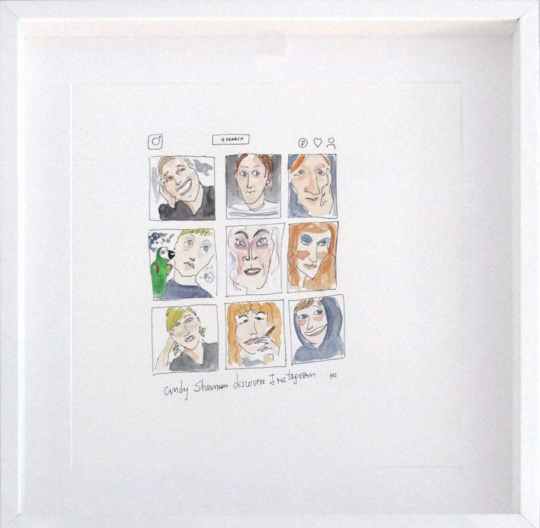 Women of The Art World Series by Manuel Santelices
Watercolour, Gouache and Ink on Archival Paper
All works are one of a kind and framed
Signed by the artist
3 works in total: 'Cindy Sherman Discovers Instagram', 'Tracy Emin Working', and 'Saturday