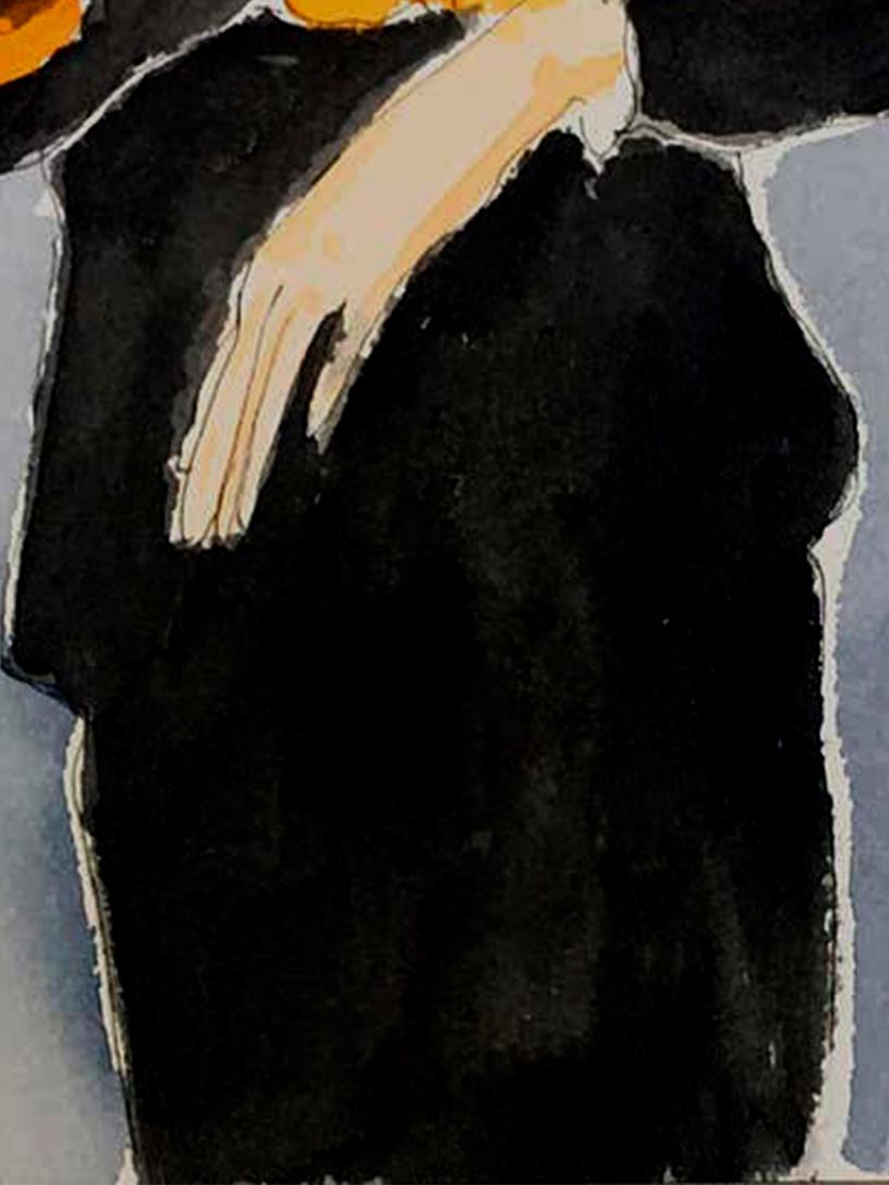 Grace Coddington Portrait, One of a Kind Watercolor, 2018 1