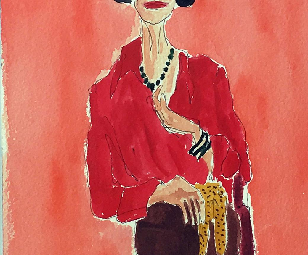Diana Vreeland Portrait
One of a kind signed work 
Watercolor on archival paper
12 in. H x 9 in. W 
2018
Unframed 

The worlds of fashion, society and pop culture are explored through the illustrations of Manuel Santelices, a Chilean artist and