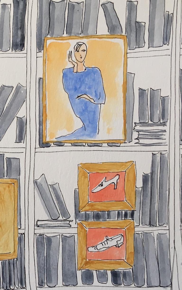 The Library, 2019, Watercolor on Paper - Contemporary Art by Manuel Santelices