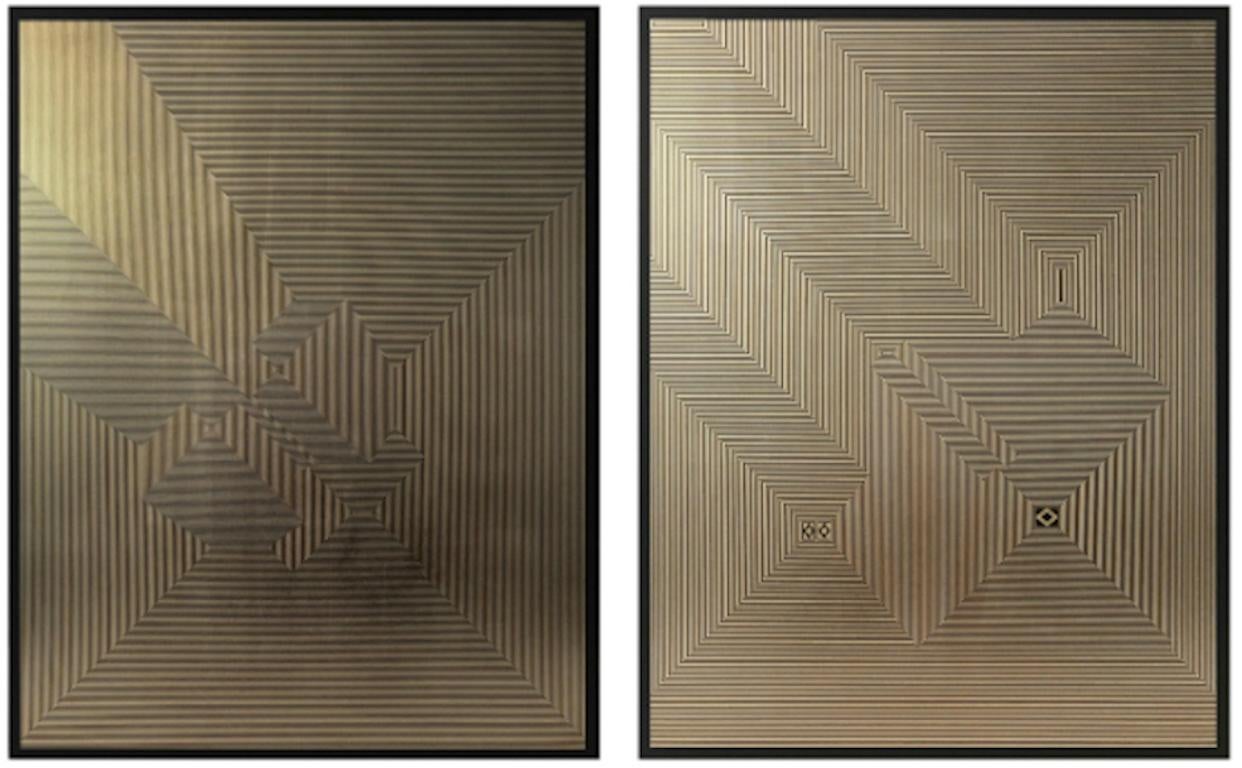 Untitled 5 & Untitled 3 Diptych Gold Leaf on MDF 1