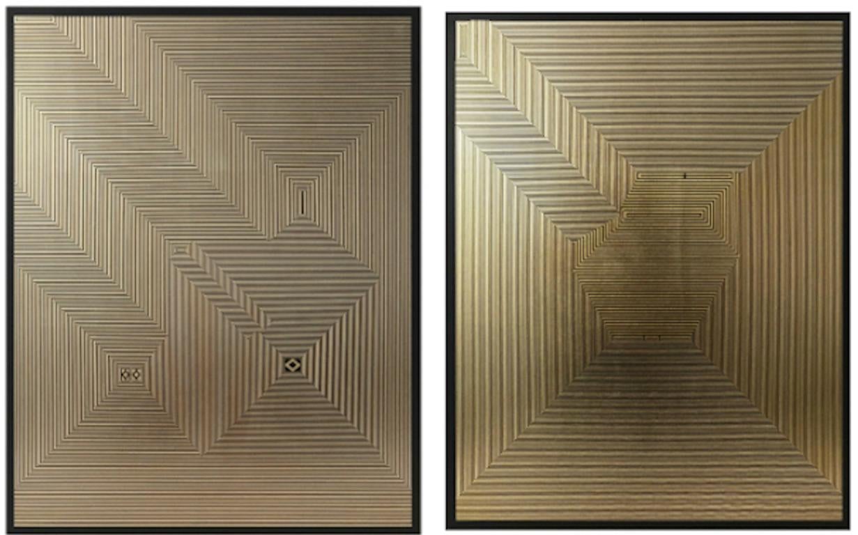 Untitled 5, Untitled 3 & Untitled 1 Triptych, 2019 by Francisco Larios
Lacquer, Acrylic, oil, and gold leaf on MDF Deep
Individual size: 51 cm H. x 40 cm. W x 1.5 cm D
Overall size: 51 cm H x 120 cm W x 1.5 cm D
One of a kind


Francisco Larios