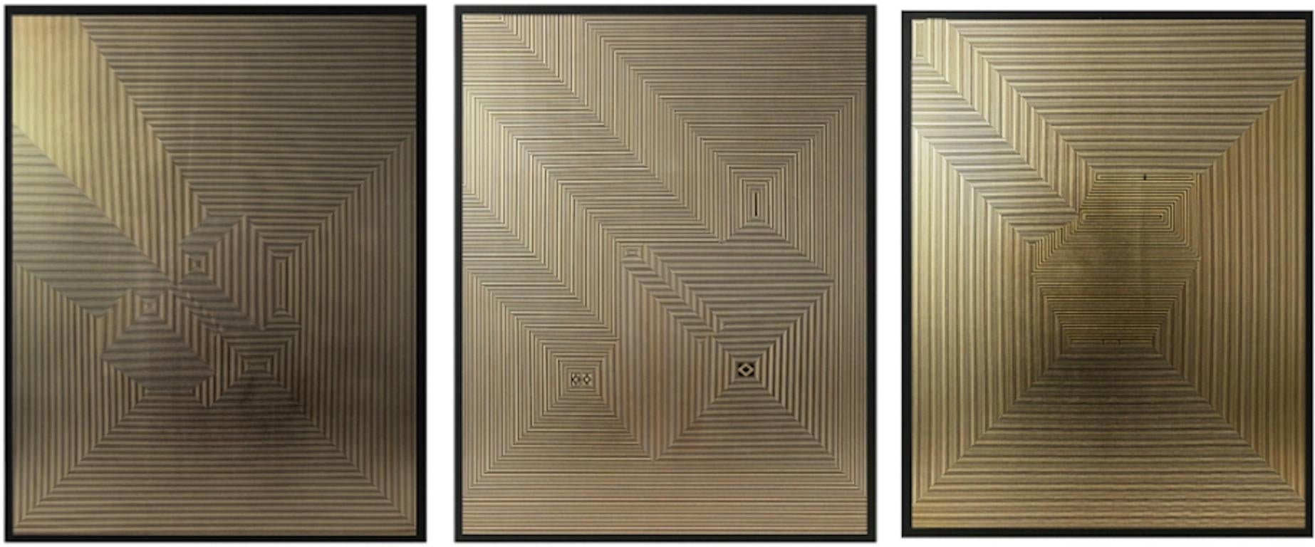 Untitled 5, Untitled 3 & Untitled 1 Triptych Gold Leaf on MDF 1