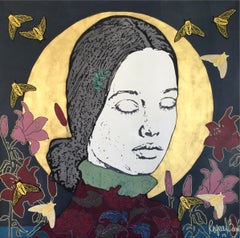Ángelus, Acrylic on Canvas with Gold Foil