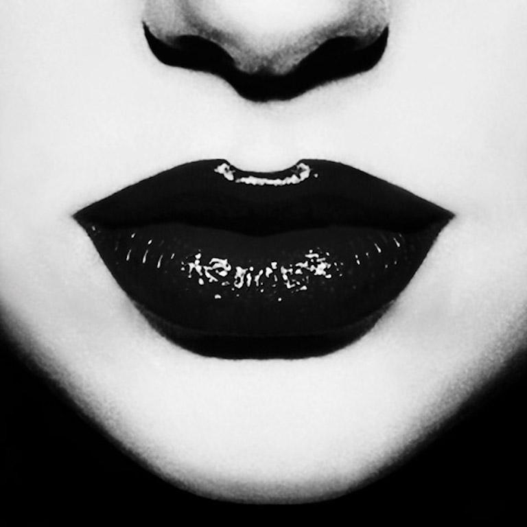 Koray Erkaya Figurative Photograph - Don't Tell Mamma #1. Black and white lips photograph