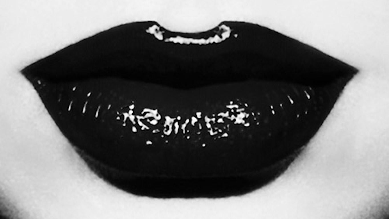 Don't Tell Mamma #1. Black and white lips photograph - Photograph by Koray Erkaya