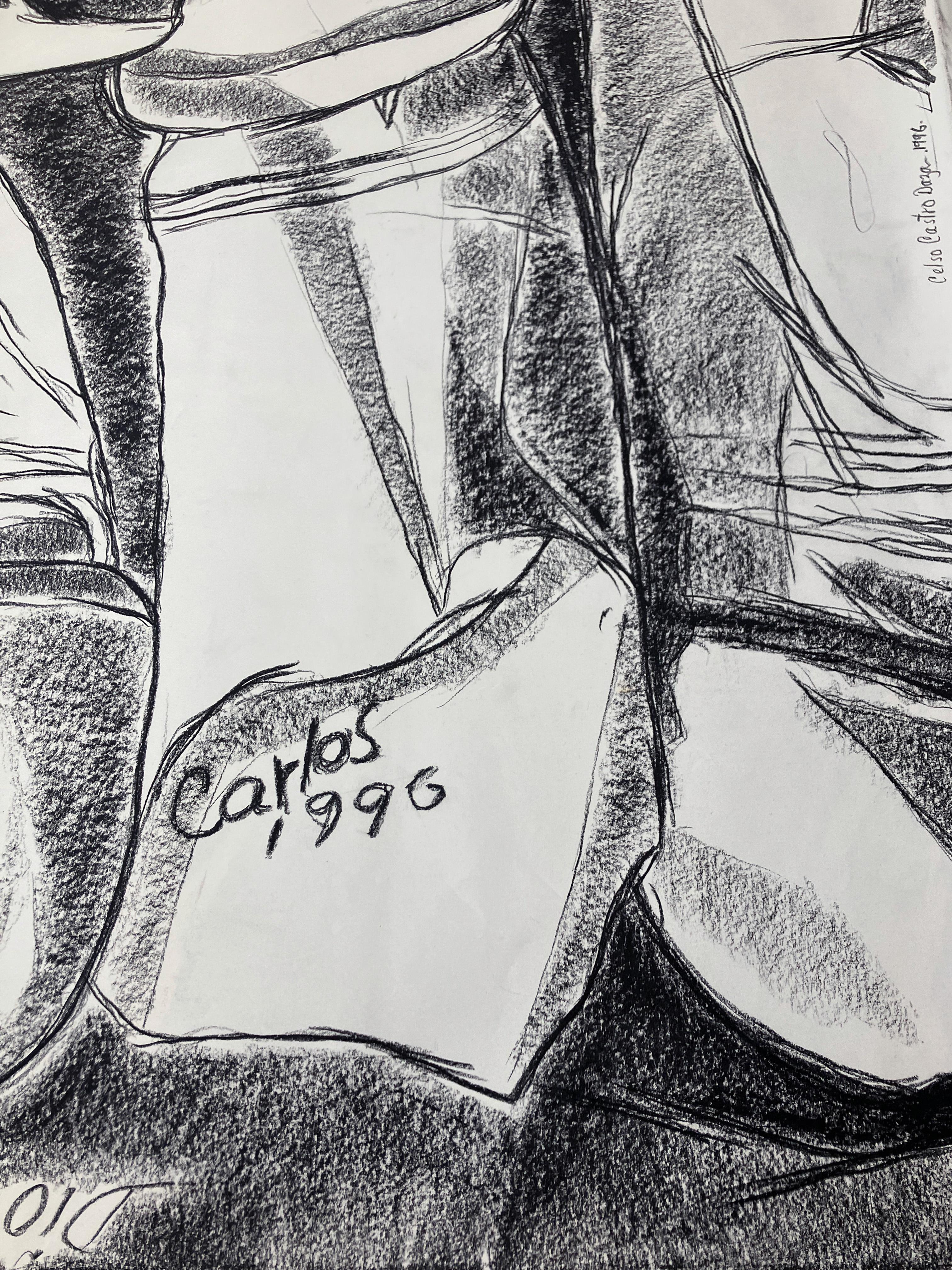 Die Jungen – Penis. Kohlestift auf archivtauglichem Papier (Zeitgenössisch), Art, von Celso José Castro Daza