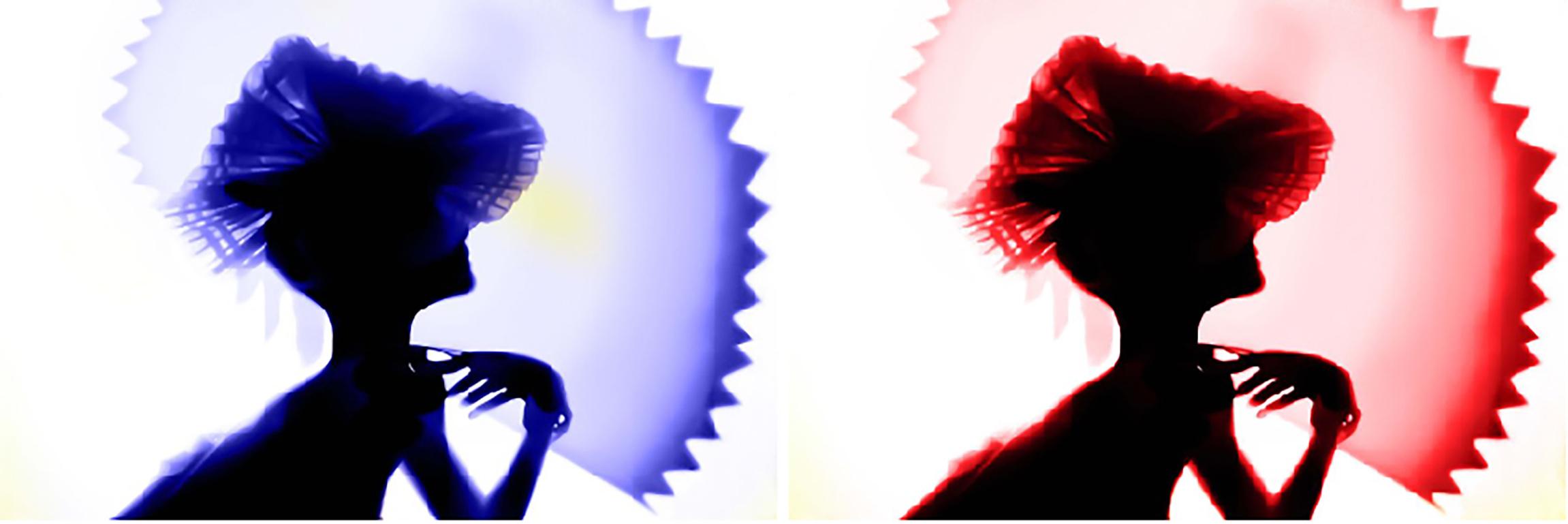 Dora Franco Abstract Photograph - Back Lighting, Blue Red Diptych. 
