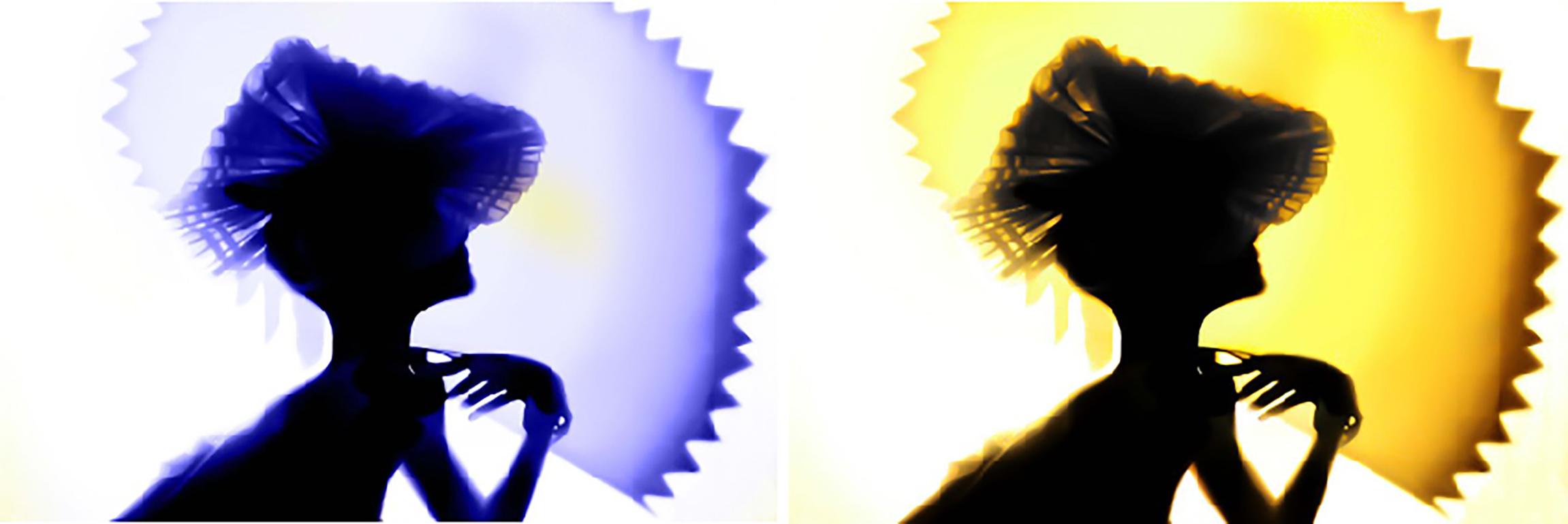 Dora Franco Abstract Photograph - Back Lighting, Blue Yellow Diptych. 