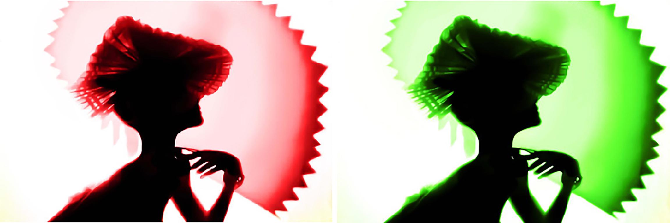 Dora Franco Abstract Photograph - Back Lighting, Red Green Diptych.