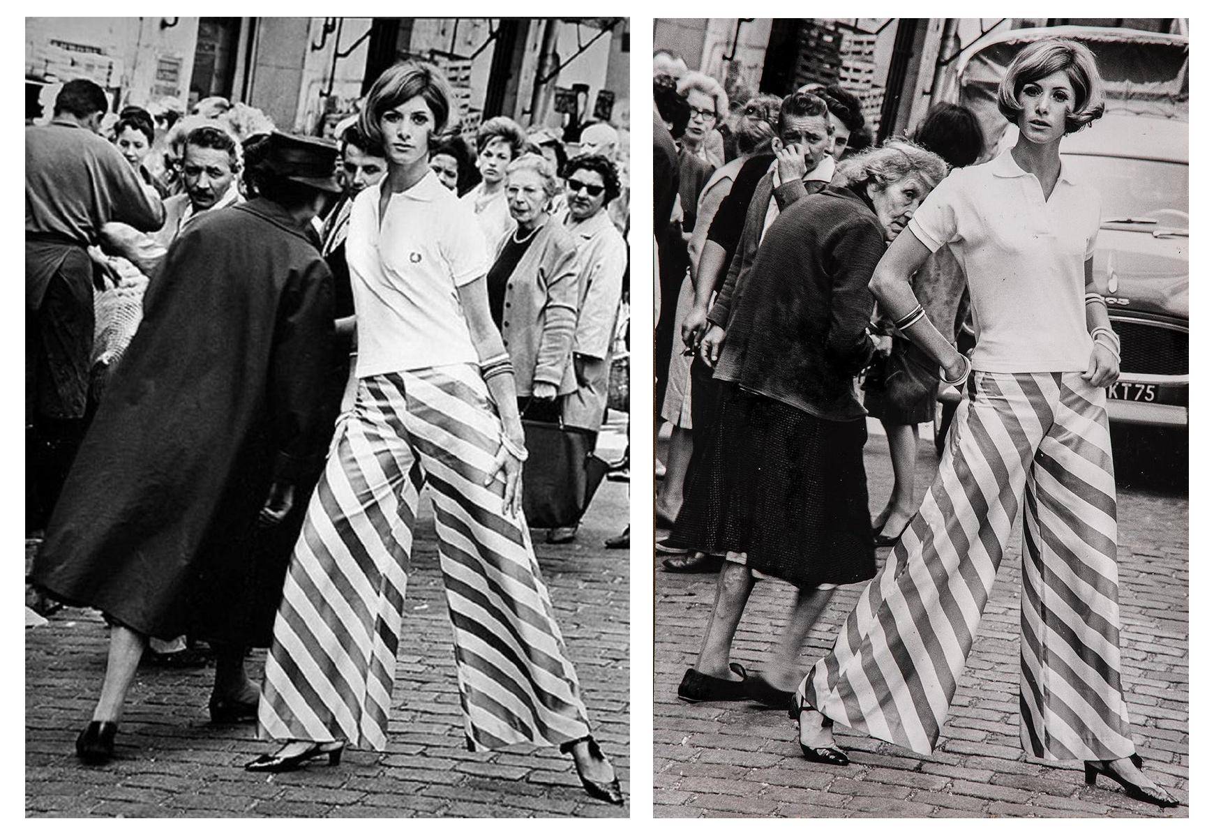 Uwe Ommer Figurative Photograph - Rue Mouffetard - Diptych. Black and White Photographs. Fashion. Paris