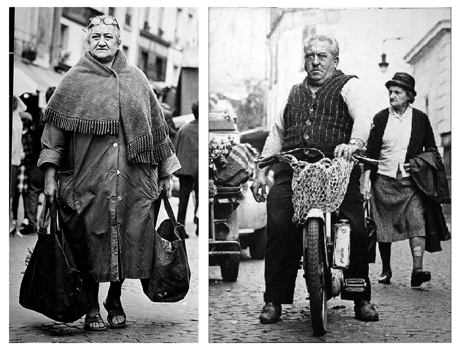 Uwe Ommer Figurative Photograph - Rue Mouffetard - Diptych. Black and White. Portraits. Paris
