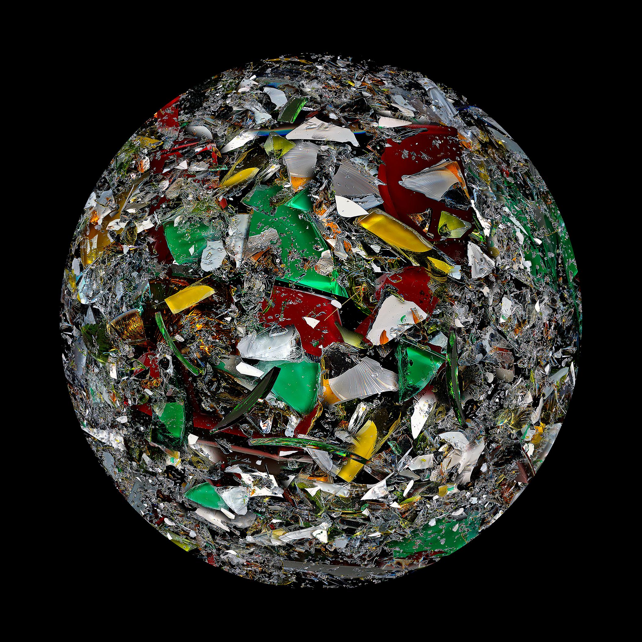 Der Sadness Planet. Serie Broken Planet. Abstraktes Digitale Collage-Farbfoto