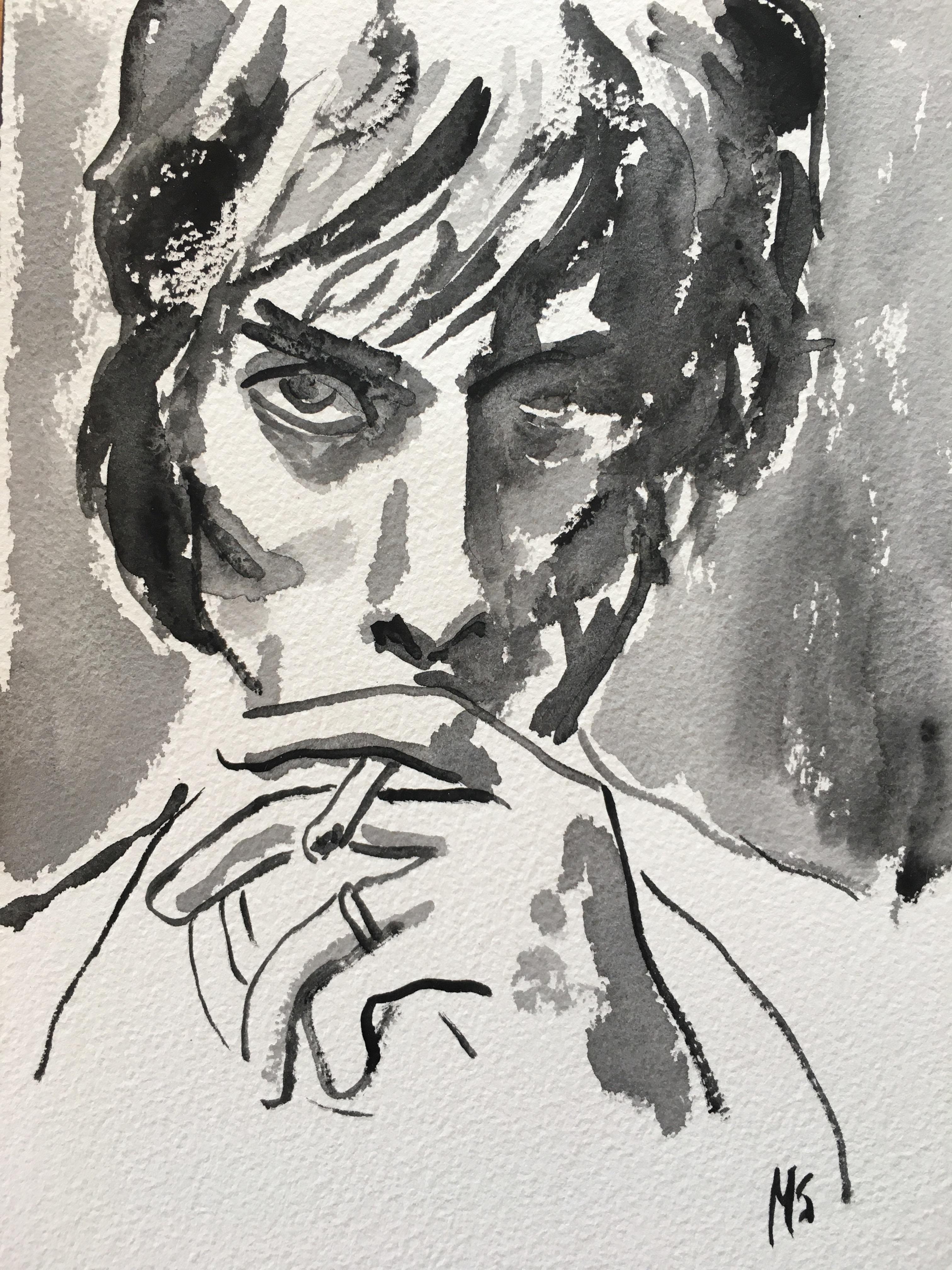 Manuel Santelices Figurative Art - Portrait of the English singer and songwriter. Richard Ashcroft, 2021