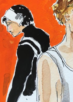 Orange Backstage. Watercolor drawing  on paper