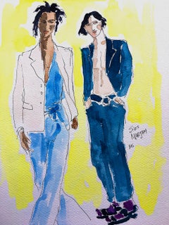 Sies Marjan, Fashio show models 2021 Ink pen and watercolor